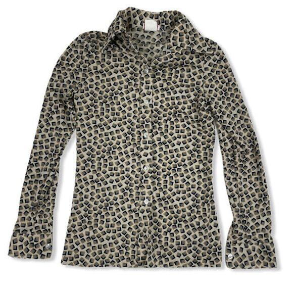 ULTRIANA Tops - VTG ULTRIANA JCPenny Size 8 Multicolor Geometric Button Down Shirt Blouse Top